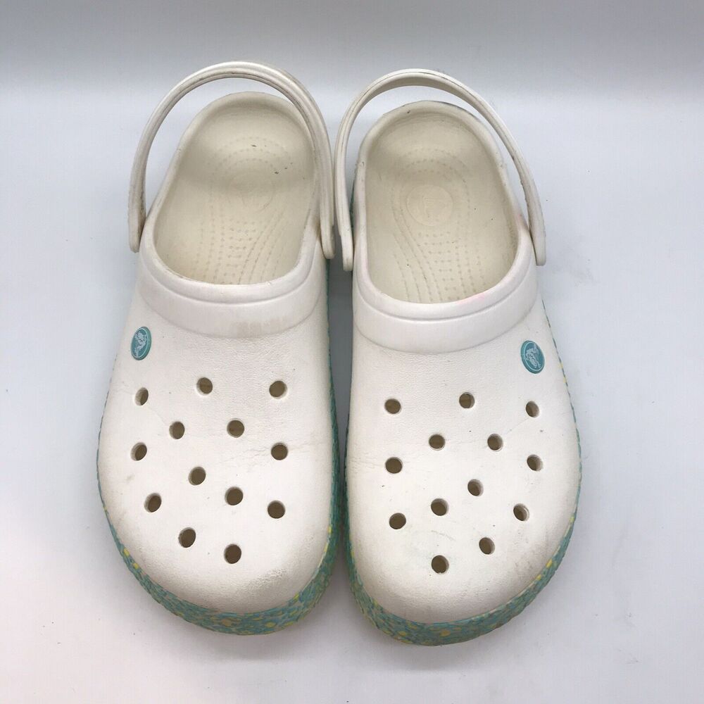 Crocs Platform Clogs White Men's 11 Nurse Medical Work Shoes No Vent Back Strap - Picture 5 of 13